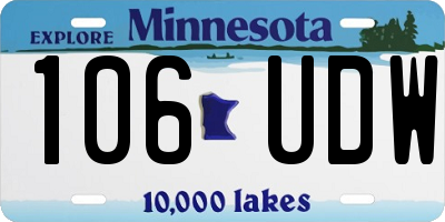 MN license plate 106UDW