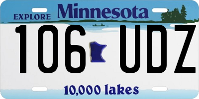 MN license plate 106UDZ