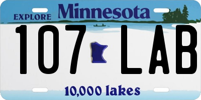 MN license plate 107LAB