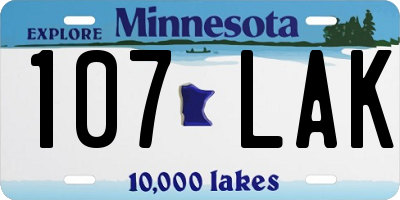 MN license plate 107LAK