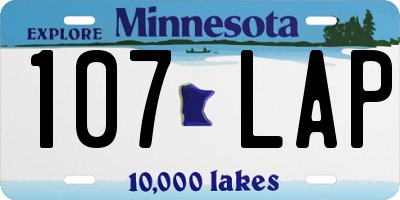 MN license plate 107LAP