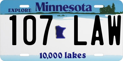 MN license plate 107LAW