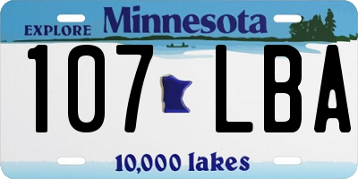 MN license plate 107LBA