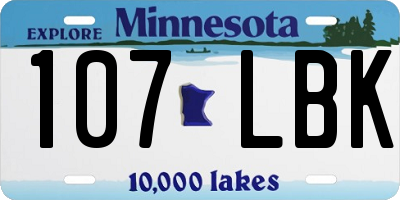 MN license plate 107LBK