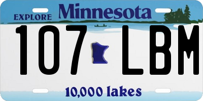 MN license plate 107LBM