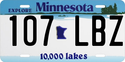MN license plate 107LBZ
