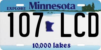 MN license plate 107LCD