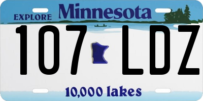 MN license plate 107LDZ