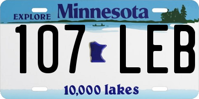 MN license plate 107LEB