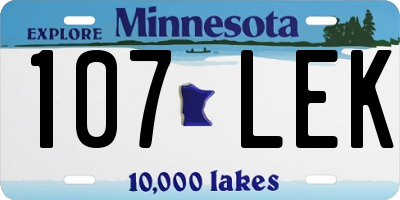 MN license plate 107LEK