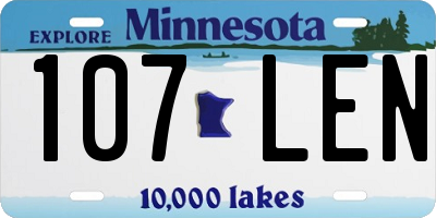 MN license plate 107LEN