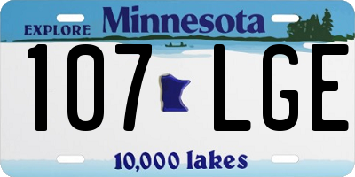 MN license plate 107LGE