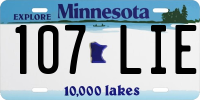 MN license plate 107LIE