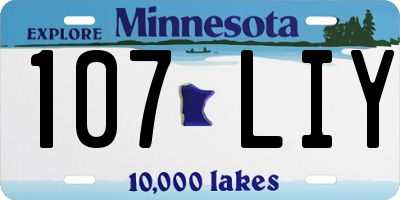 MN license plate 107LIY