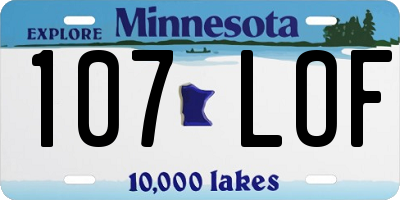MN license plate 107LOF