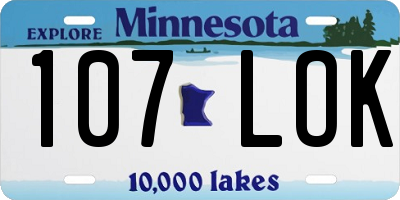MN license plate 107LOK