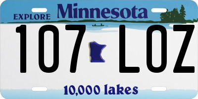 MN license plate 107LOZ