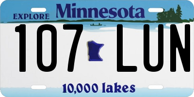 MN license plate 107LUN