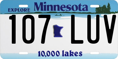 MN license plate 107LUV
