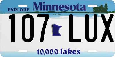 MN license plate 107LUX