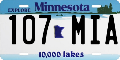 MN license plate 107MIA