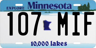 MN license plate 107MIF