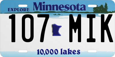MN license plate 107MIK