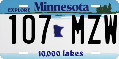 MN license plate 107MZW