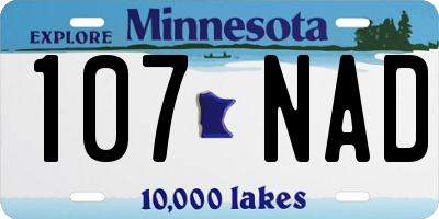 MN license plate 107NAD