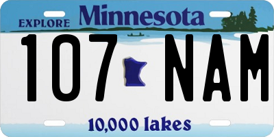 MN license plate 107NAM