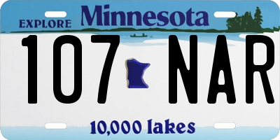 MN license plate 107NAR