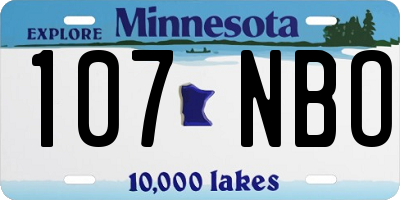 MN license plate 107NBO