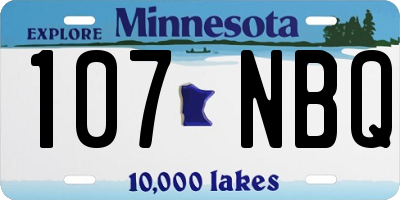 MN license plate 107NBQ