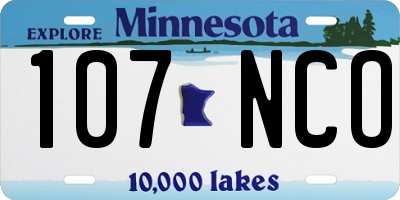 MN license plate 107NCO