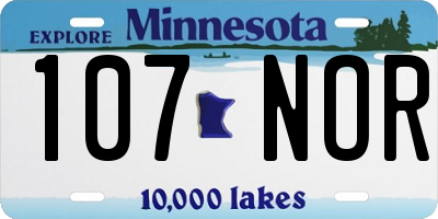 MN license plate 107NOR