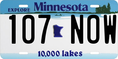 MN license plate 107NOW