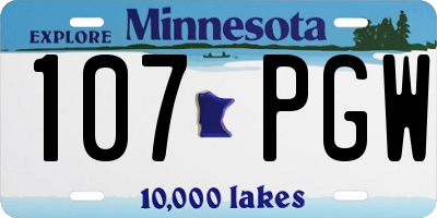 MN license plate 107PGW