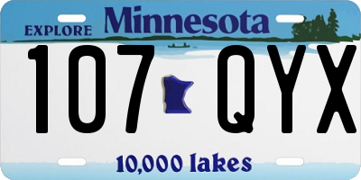MN license plate 107QYX