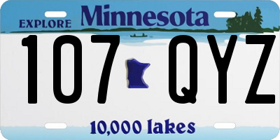 MN license plate 107QYZ