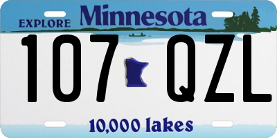 MN license plate 107QZL