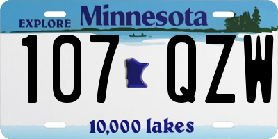 MN license plate 107QZW