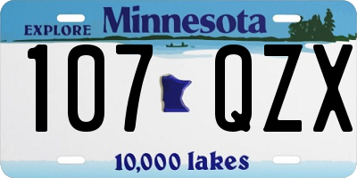 MN license plate 107QZX