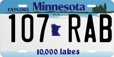 MN license plate 107RAB