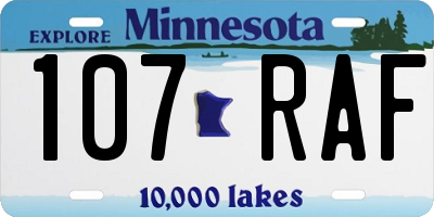 MN license plate 107RAF