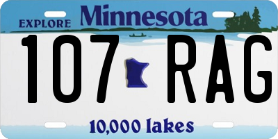 MN license plate 107RAG