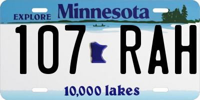 MN license plate 107RAH