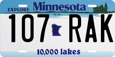 MN license plate 107RAK