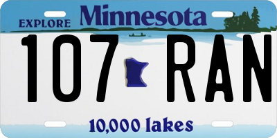 MN license plate 107RAN