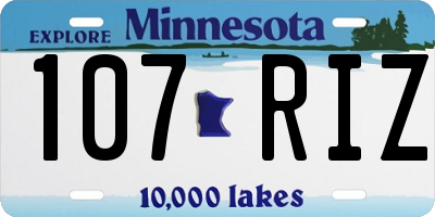 MN license plate 107RIZ