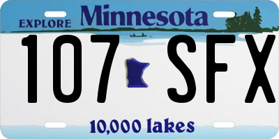 MN license plate 107SFX